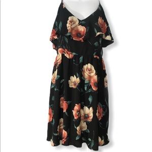 Black floral dress with crisscross back straps